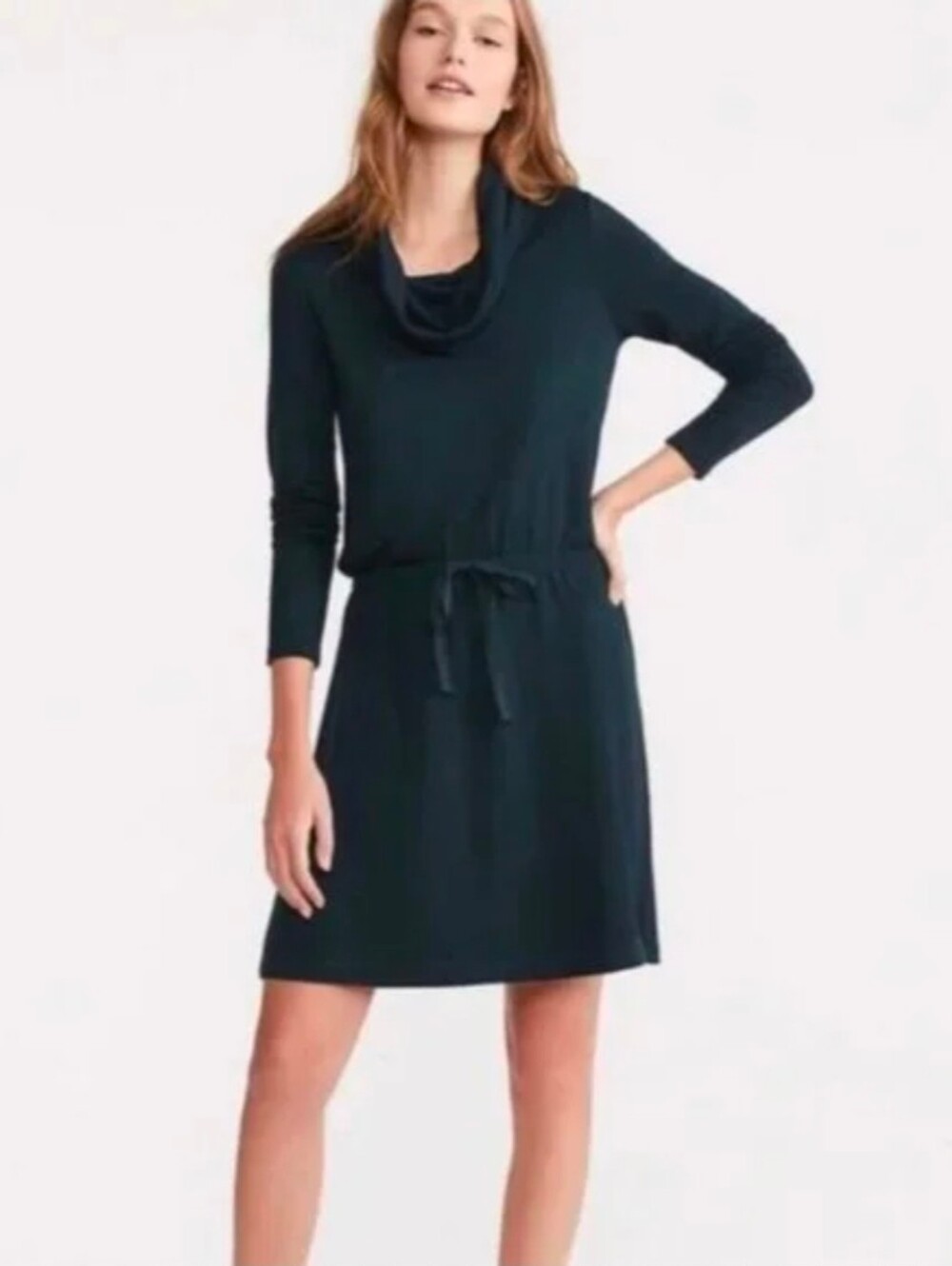 NWT Lou & Grey Cowl Neck Long Sleeve Drawstring Dress Size S